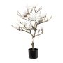 Artificial tree Magnolia DOLS, artificial stem, with flowers, snow-covered, 33"/85cm