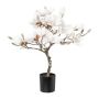 Artificial tree Magnolia DOLS, artificial stem, with flowers, snow-covered, LEDs, 24"/60cm