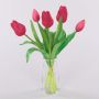Artificial flowers Tulip bouquet LEANA, pink-green, 12"/30cm, Ø8"/20cm