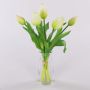 Artificial flowers Tulip bouquet LEANA, white-green, 12"/30cm, Ø8"/20cm