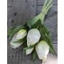 Artificial flowers Tulip bouquet LEANA, white-green, 12"/30cm, Ø8"/20cm