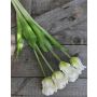 Artificial bouquet of parrot tulips TYRA, white-green, 18"/45cm, Ø8"/20cm