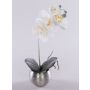 Artificial Phalaenopsis orchid KAREN, decorative pot, frosted, white, 14"/35cm