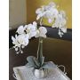 Artificial Phalaenopsis orchid KAREN, decorative pot, frosted, white, 20"/50cm