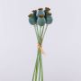 Artificial poppy capsules TSCHIKO in a bunch, mint green, 12"/30cm