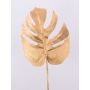 Artificial Philodendron Monstera Deliciosa leaf ASMERET with glitter, gold, 28"/70cm