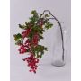 Plastic apple rose branch WARUNA with rose hips, red, 33"/85cm