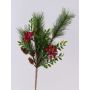 Decorative branch FREDEGONDA, pine, rowan berries, cones, red-green, 26"/65cm
