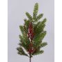 Decorative branch VARDALIA, fir, berries, cones, red-green, 30"/75cm