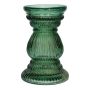 Glass Flower vase ELEONORE ribbed, recycled, green-clear, 20cm, Ø12,5cm