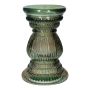Glass Flower vase ELEONORE ribbed, recycled, grey-clear, 8"/20cm, Ø4.9"/12.5cm