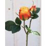 Artificial rose RENESMEE, yellow-red, 18"/45cm, Ø2.4"/6cm