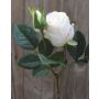 Artificial rose RENESMEE, white, 18"/45cm, Ø2.4"/6cm