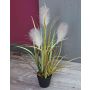 Artificial pampas grass NICOLAS with panicles, green-brown, 20"/50cm