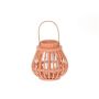 Lantern CHARITHRA with handle, wood, glass insert, orange, 6"/15cm, Ø6"/15,5cm