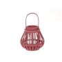 Lantern CHARITHRA with handle, wood, glass insert, berry, 6"/15cm, Ø6"/15,5cm