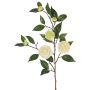Artificial camellia branch YARINA with flowers, cream-green, 30"/75cm