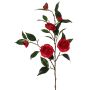 Artificial camellia branch YARINA with flowers, red, 30"/75cm