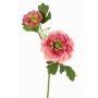 Artificial ranunculus branch SAGARA, pink-fuchsia-green, 18"/45cm, Ø2"-3.5"/5-9cm