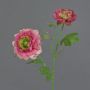 Artificial ranunculus branch SAGARA, pink-pink-green, 45cm, Ø5–9cm