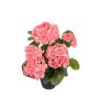 ELISABETTA artificial geranium in decorative pot, salmon, 35cm