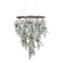 Artificial ceiling wreath Cypress DINSA with cones, frosted, green-white, 22"/55cm