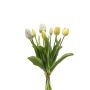 Artificial Tulip bouquet Mix LONA, white-yellow, 40cm