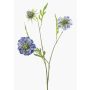 Artificial Scabiosa RUXTER branch, blue-purple-green, 60cm, Ø6–8cm