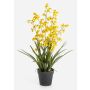 Artificial Oncidium orchid 'LAFILEA' in a decorative pot, yellow, 3ft/100cm