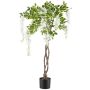 Artificial wisteria tree SINKE with flowers, braided artificial trunk, white, 4ft/115cm