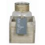 Decorative vase LORRIE in wooden box, glass, clear, 3.5"x3.5"x5"/9x9x13cm