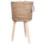 Basket flowerpot SOLEA, Scandinavian, wooden legs, beige, 24"/60cm, Ø12"/30cm