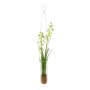 Artificial lily FRUKE of the valley arrangement in a hanging vase, white, 14"/35cm
