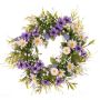 Artificial flower wreath: marguerite, cosmos, MAGADI, muscari, gypsophila, lilac-white, Ø30cm