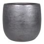 Flower pot made of ceramic AGAPE with texture, black, 14"/36cm, Ø15"/39cm