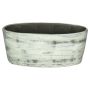 Ceramic decorative bowl ADELPHOS, oval, lines, white-dark grey, 13"x6"x6"/33x15x15cm