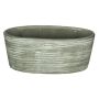 Ceramic decorative bowl ADELPHOS, oval, grooves, grey-brown, 13"x6"x6"/33x15x15cm