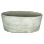 Ceramic decorative bowl ADELPHOS, oval, grooves, white-light grey, 13"x6"x6"/33x15x15cm