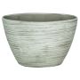 Orchid pot ADELPHOS made of ceramic, oval, grooves, white-light grey, 13"x5.7"x9"/32x14.5x22.5cm