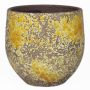 Flower pot TSCHIL made of ceramic, rustic, colour gradient, ochre yellow-brown, 6.3"/16cm, Ø6.7"/17cm