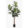 Artificial Ficus Elastica tree FERIA, artificial trunk, green, 6ft/180cm
