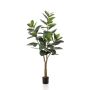Artificial Ficus Elastica tree FERIA, artificial trunk, green, 6ft/180cm