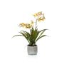 Artificial orchid Oncidium COLUNGA in ceramic pot, yellow-orange, 18"/45cm