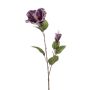 Silk hibiscus branch ANUERO, flowers, purple-gold, 31"/80cm