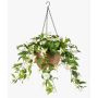 Artificial hanging basket of fuchsias JONKFUN in a basket, crossdoor, cream-pink, 28"/70cm