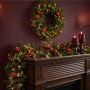 Artificial Winterkranz NEXORI, LEDs, apples, cones, berries, red-gold, Ø24"/60cm