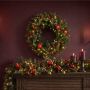 Artificial Winterkranz NEXORI, LEDs, apples, cones, berries, red-gold, Ø30"/75cm