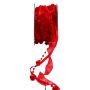 Decorative ribbon CARESA with pearl strand, made from chiffon and satin, red, 16ft/5m, 20mm