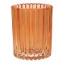 Glass Tealight holder ELISABELLE, ribbed, peach, 10cm, Ø7,8cm