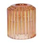 Glass candle holder GIORGINO ribbed, peach-iridescent, 6cm, Ø5,5cm